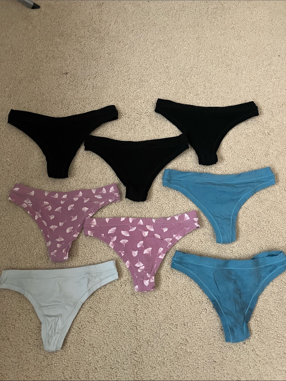 Auden cotton stretch comfort thong bundle x8, xs, floral, tie dye, solid, unworn